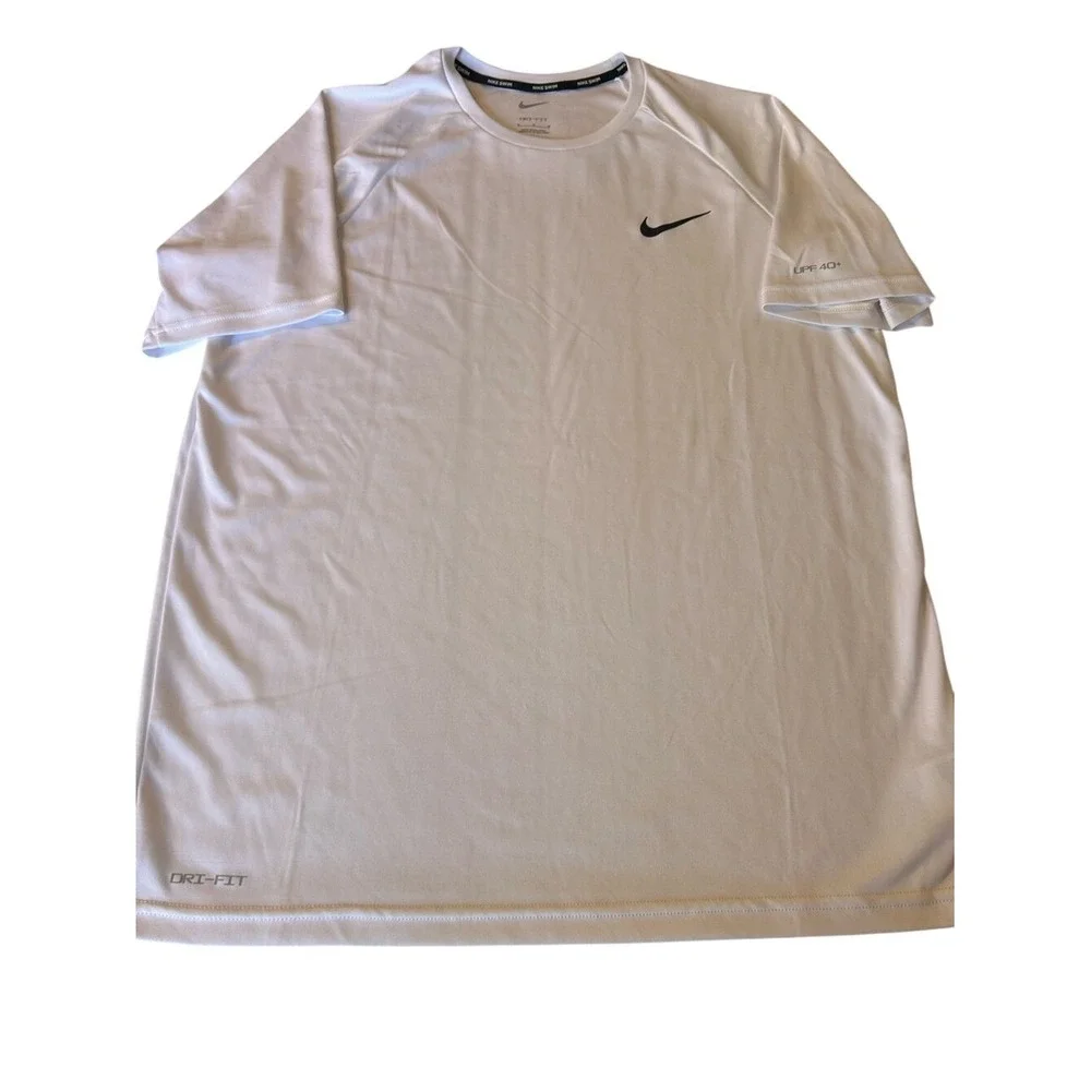Nike Swim Dri-Fit Men's White Short Sleeve Performance Tee Shirt Size Medium‎